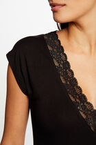 Short-sleeved t-shirt with lace black women