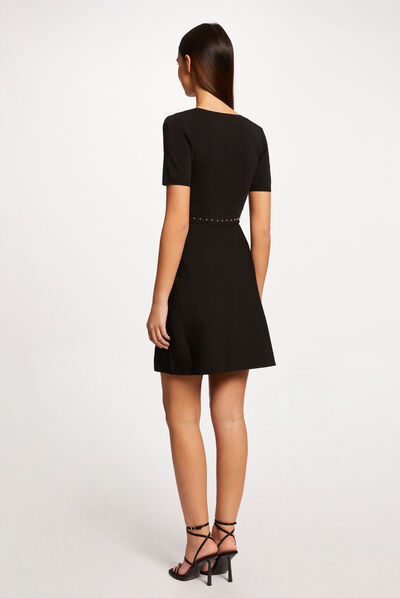 Fitted jumper dress with studs black ladies'