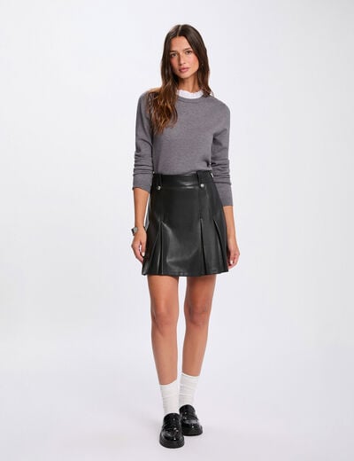 Pleated short skirt black women