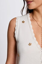 Sleeveless cardigan white women