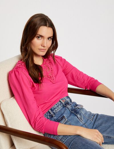 Long-sleeved t-shirt medium pink women