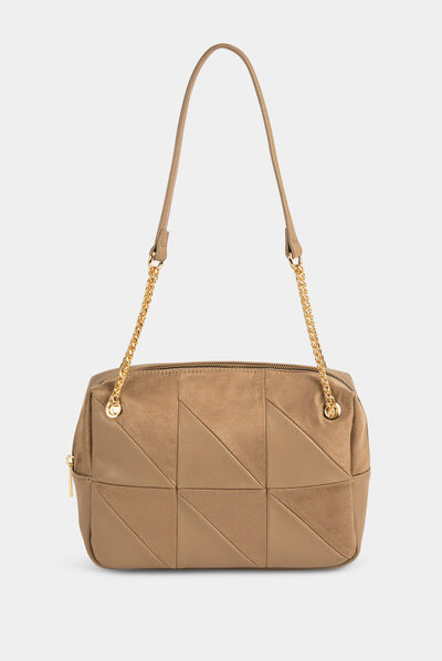 Rectangular shoulder bag beige ladies'