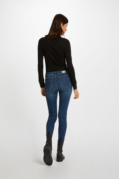 Long-sleeved t-shirt with V-neck black ladies'