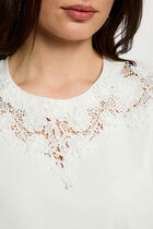 Lace t-shirt with round neck white women