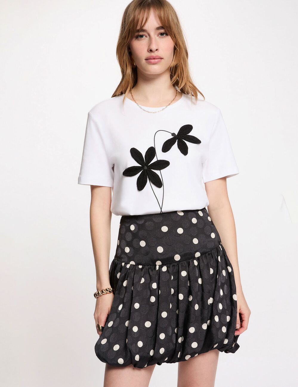 Printed bubble skirt black women