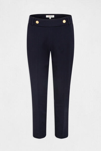 Cropped fitted suit trousers navy ladies'