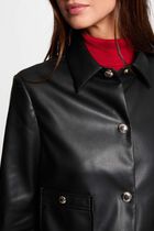 Blouson court simili cuir noir femme