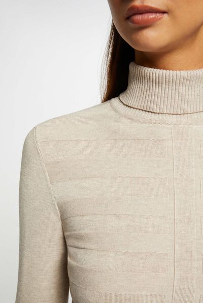 Long-sleeved jumper turtleneck beige ladies'