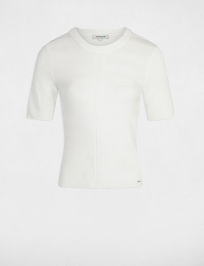Jumper with short sleeves ivory women