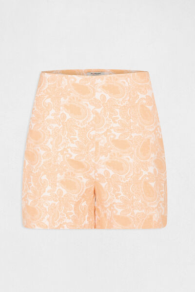 Straight shorts with paisley print orange ladies'