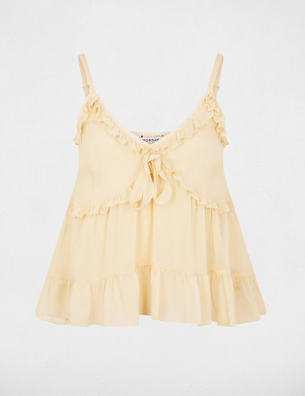Fitted top with details cream women