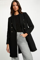 Fitted coat with tailored collar black women