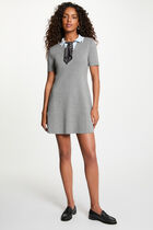 Knitted dress with folded collar light grey women