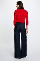Textured knit sweater red women