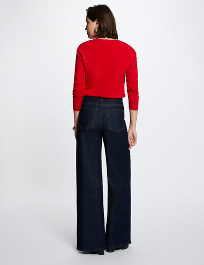 Textured knit sweater red women