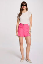 Straight shorts with darts pink women