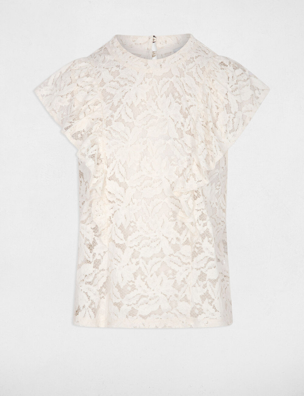 Lace blouse with high neck ivory women