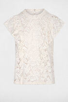 Lace blouse with high neck ivory women