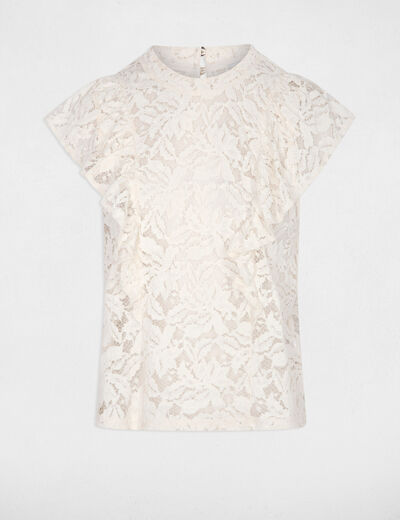 Lace blouse with high neck ivory women