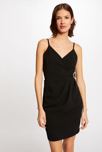 Fitted dress with draped effect black ladies'