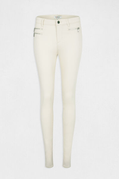 Slim trousers with stretch effect ivory ladies'