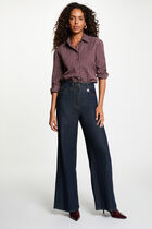 Checked shirt with rhinestones bordeaux women