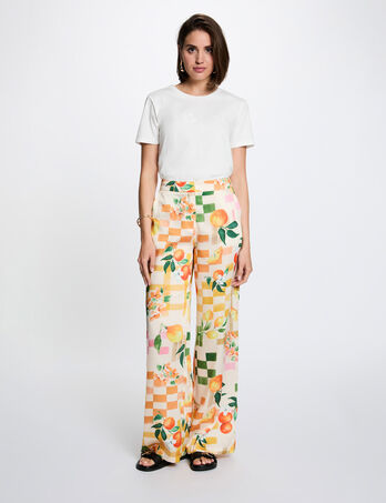 Wide-leg printed trousers multicolor women