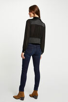 Chemise manches longues avec plis noir femme