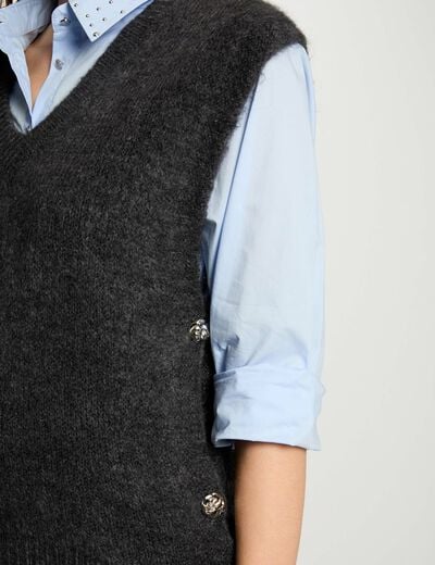 Sleeveless jumper dark grey women
