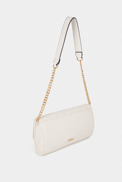 Clutch bag with quilted effect white ladies'