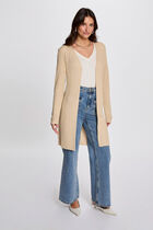 Gilet long col en V jaune or femme