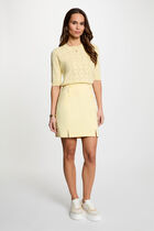 Mini skirt with buttons light yellow women