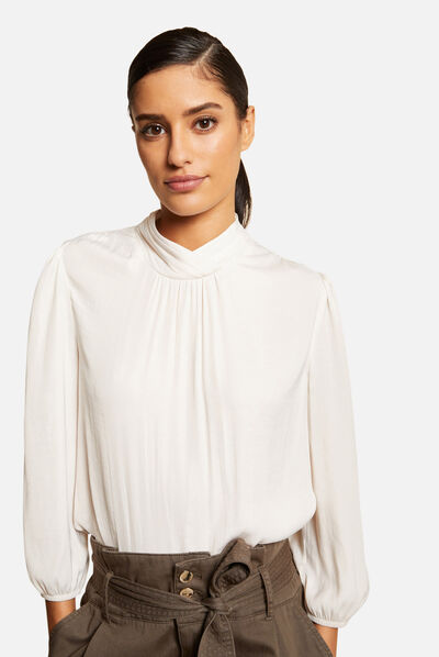 Satin blouse with 3/4-length sleeves  ladies'