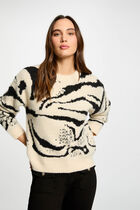 Printed jumper round neck beige women