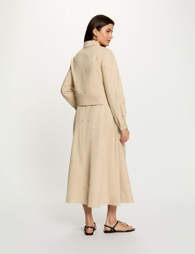 Cropped studded jacket beige women