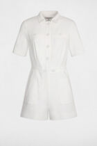 Buttoned fitted playsuit ecru women