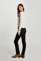 Jumper openwork and round neck ivory women