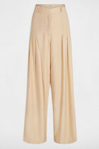Wide leg trousers with darts cream women