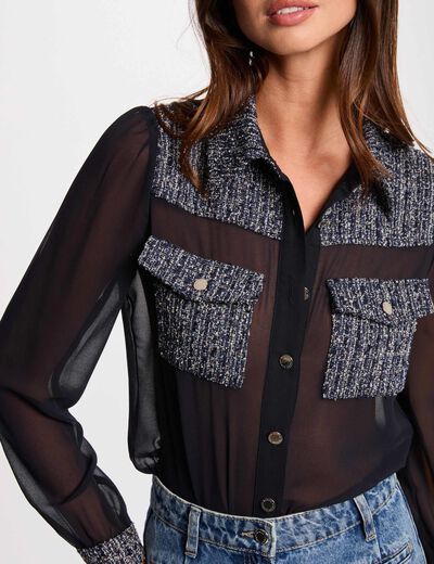 Long sleeve shirt navy blue women