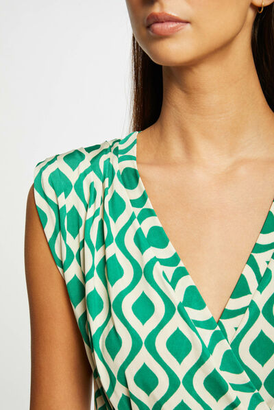T-shirt geometric print green ladies'