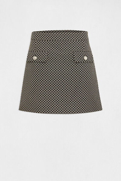 Straight skirt with geometric print black ladies'