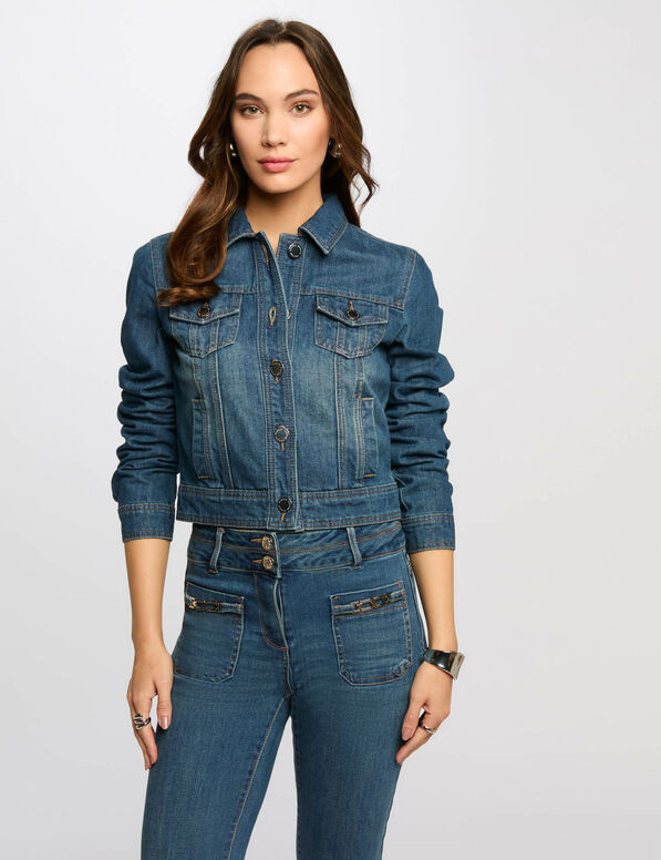 short denim jacket stone wash denim women Short denim jacket stone wash denim women