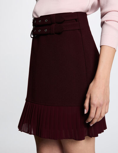 Mini pleated skirt plum women