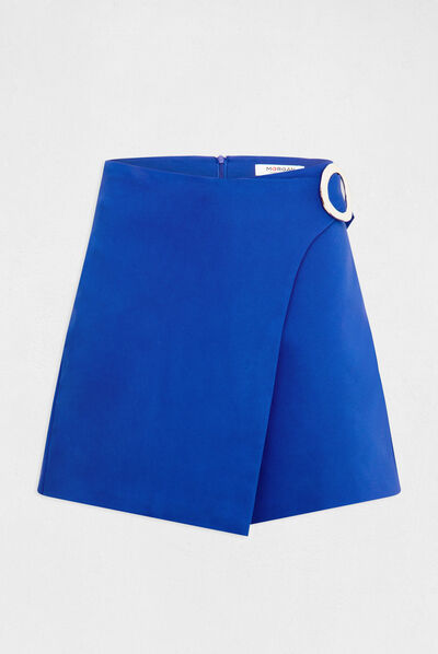 Straight skort with buckle electric blue ladies'