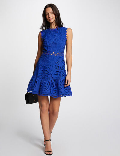 A-line mini lace dress electric blue ladies'