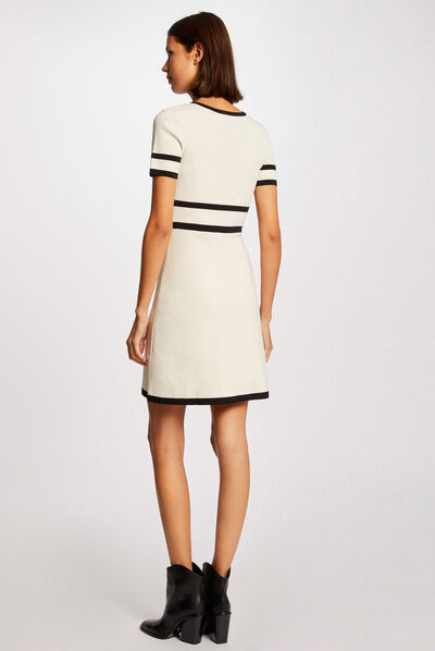 Straight jumper dress short sleeves beige ladies'