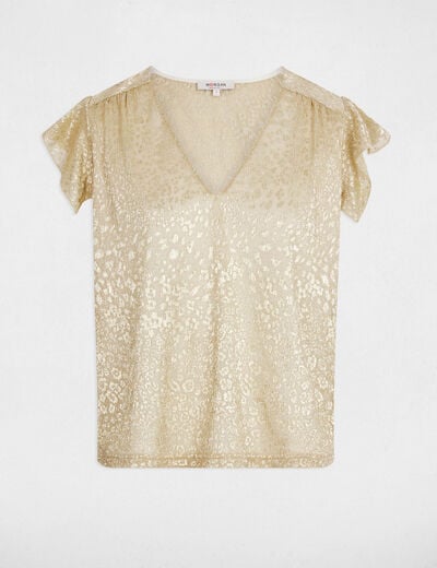 Sleeveless V-neck t-shirt gold yellow women