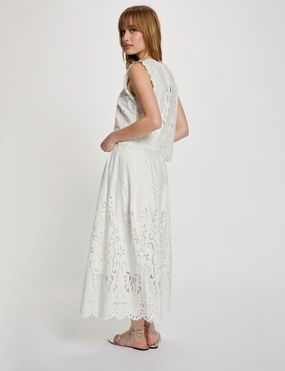 Sleeveless lace top white women