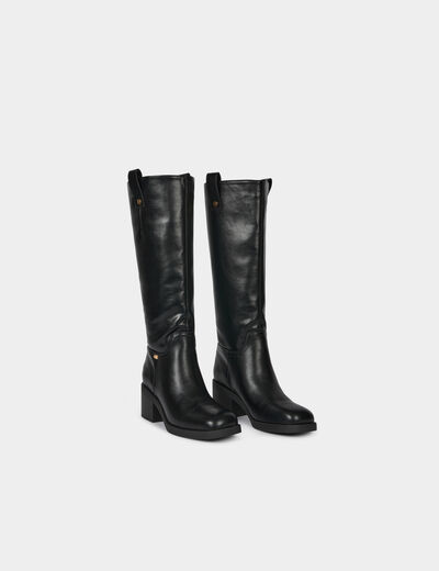 heeled faux leather boots black women Heeled faux leather boots black women