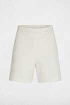 High-waisted straight shorts with darts ecru women